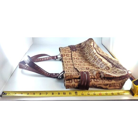 Etienne Aigner Monogram Canvas & Faux Leather Tote Bag - Picture 15 of 16